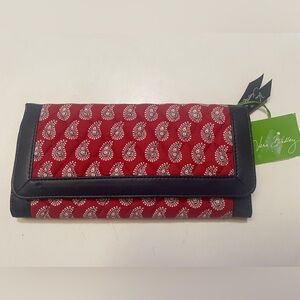 NWT Vera Bradley Trifold Wallet ~ Petite Red Bandana Paisley